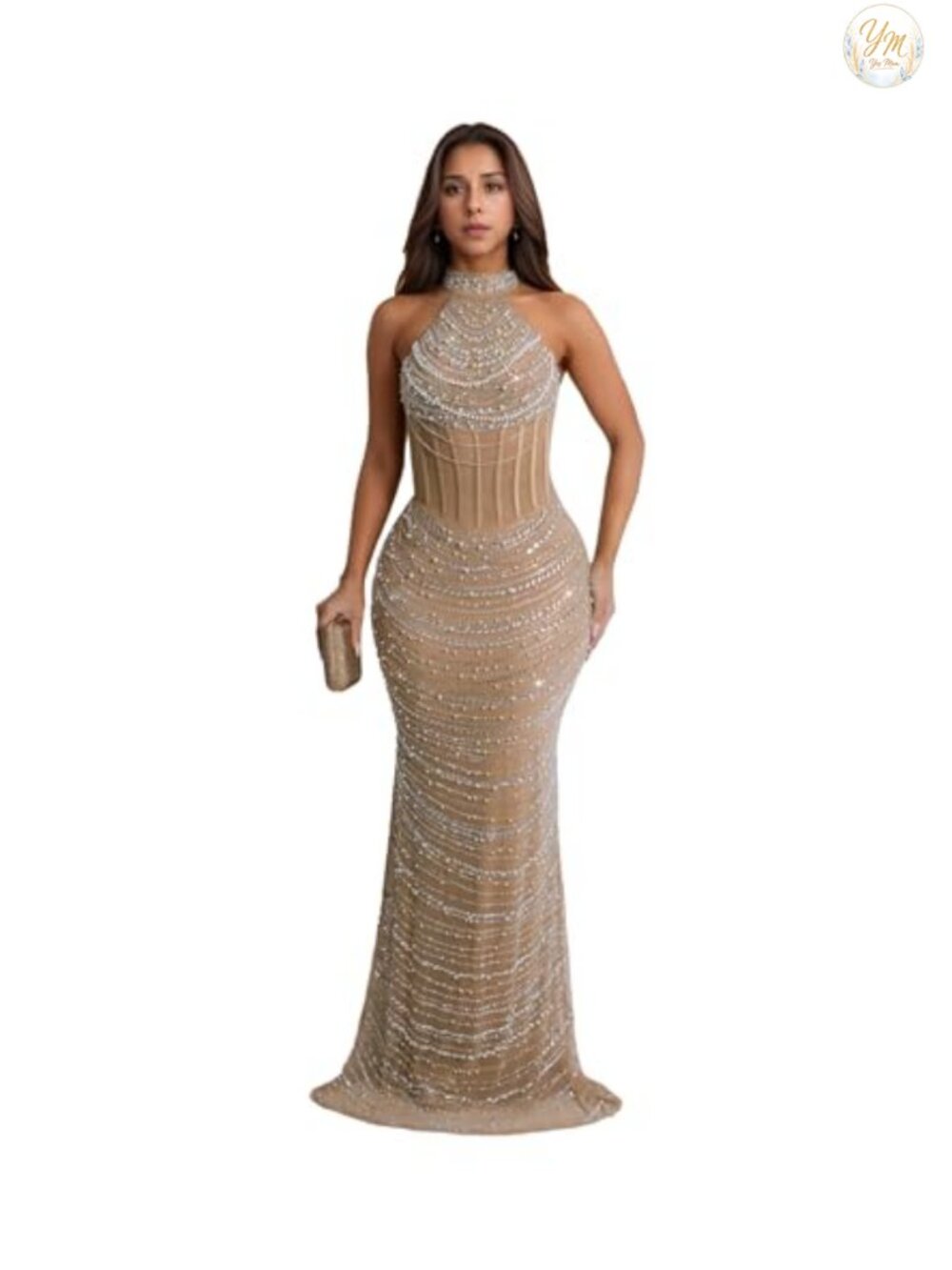 Sexy Rhinestone Bodycon Dress Hot Drilling Clubwear Sleeveless Zipper